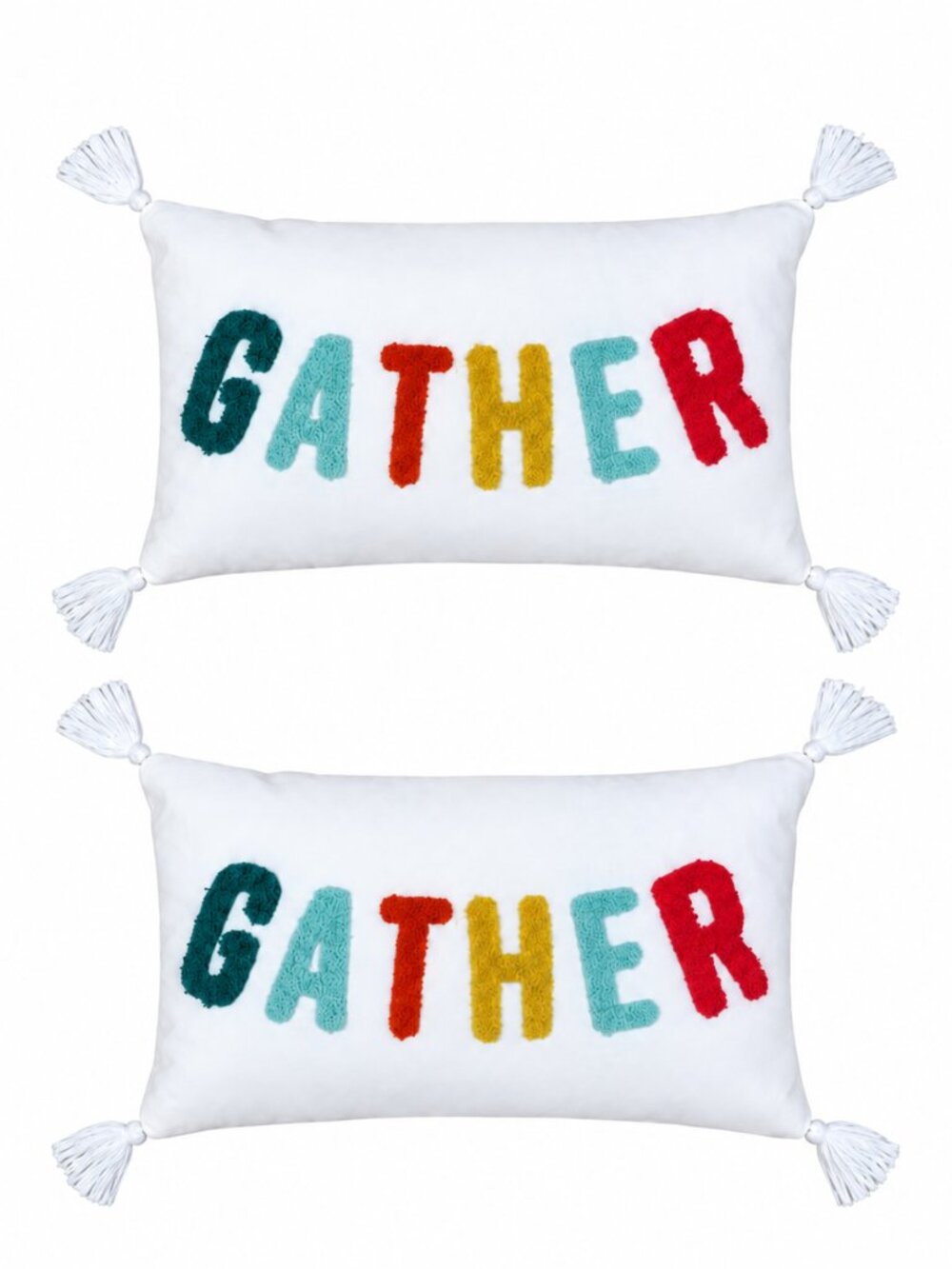 x2 NEW Target GATHER Decorative Throw Pillow 14" x 10" Tassel Accent Pillows